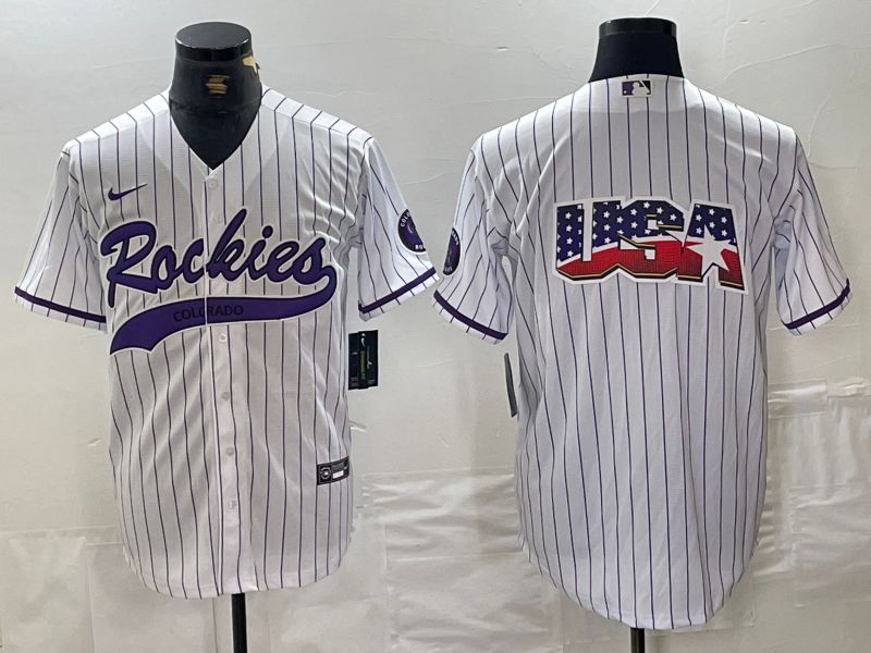 Men Colorado Rockies Blank White Stripe Joint name Nike 2024 MLB Jersey style 3